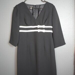 Barrie Pace Women Black V Neck Midsleeve Bow Tie Formal Or Casual Dress Size 4P